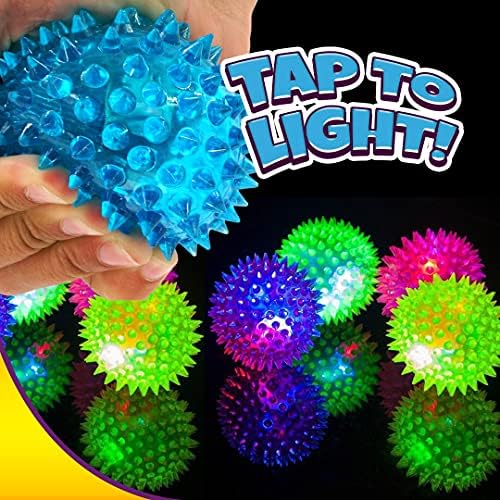JA-RU Light Up Spiky Balls for Kids (8 Pack) Light Up Bouncy Balls 695-8A
