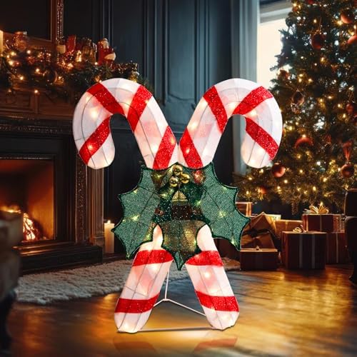 4 FT Lighted Christmas Candy Cane, Pre‑Lit Outdoor Yard Decor