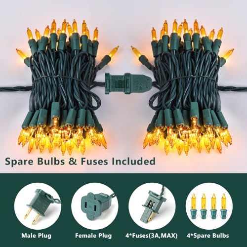 BrizLabs Gold Christmas Lights 300 Count 69.6ft Incandescent String Lights