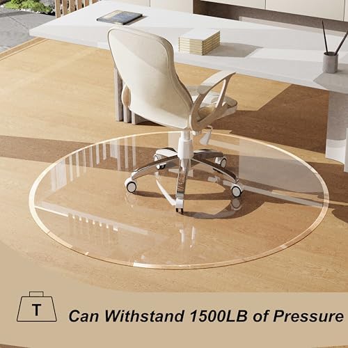 MESAILUP Beveled Edge 40" Round Office Chair Mat for Carpet or Hardwood Floor Crystal Clear, 40" x 40" for a Smooth Glide and Easy Roll On/Off, Heavy Duty and Non-Slip Floor Ultimate Clear Chair Mat