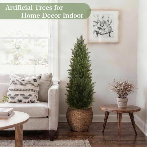 Vitalismo 6FT Artificial Cedar Trees Set of 2 for Outdoor Front Porch