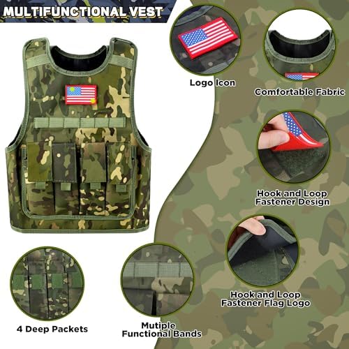Metemot Kids Army Costume for Boys, Soldier Boys Halloween Costume Age 3-12