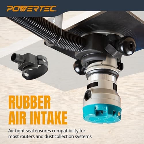 POWERTEC Dust Collector Fittings, Router Table Dust Collection System w/Y Fittings Hoses, Reducer Shop Vac Works w/BOSCH PR20EVS, Makita & Porter Cable, Not Compatible with Lift Router Tables (70331)