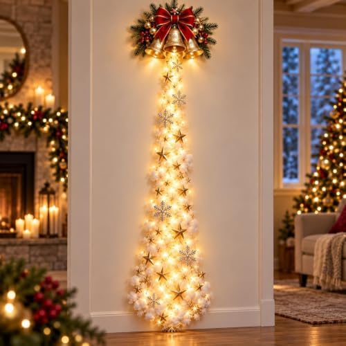 Christmas Magic Trail Wall Light, Santa Sleigh Reindeer Hanging Decoration
