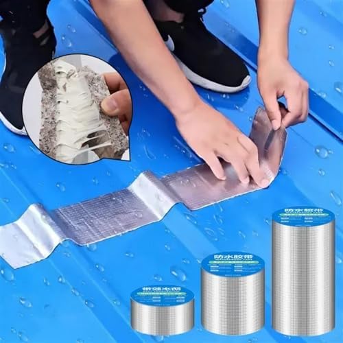 Waterproof Tape Butyl Tape Aluminum Foil Tape Butyl Tape Aluminum Foil Butyl Rubber Tape High Temperature Super Resistant god kvalitet Self Adhesive Wall Crack Roof Pipe Repair(15cm X 5 Meter)