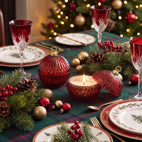 4 Pack 4'' Glass Christmas Candle Jars for Candle Making, Red