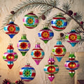 12 Pcs Vintage Glass Christmas Ornament Reflector Decor, Finial