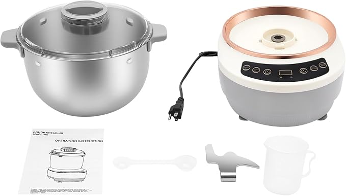 5L/169.09Oz Electric Dough Maker, 200W Household Dough Mixer Machine Complete Kit,170Rpm 304 Stainless Steel Commercial Tabletop Stand Mixers w/Measuring Cup, Measuring Spoon (Silver)