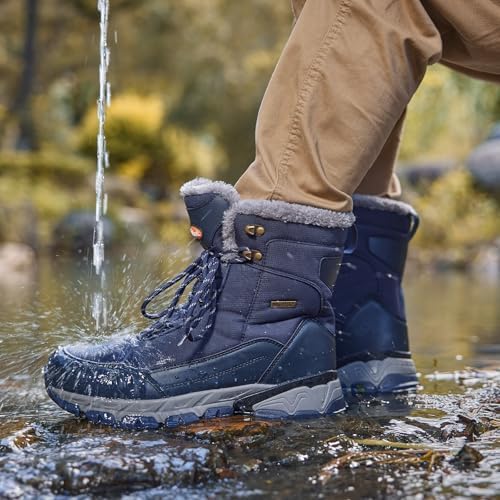 SHULOOK Men's Waterproof Winter Snow Boots: Insulated Warm Lined