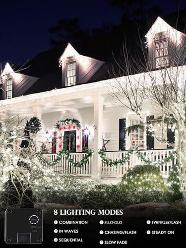 Solar Christmas Lights Outdoor 6 Pack 228FT 600LED String Lights Cool White