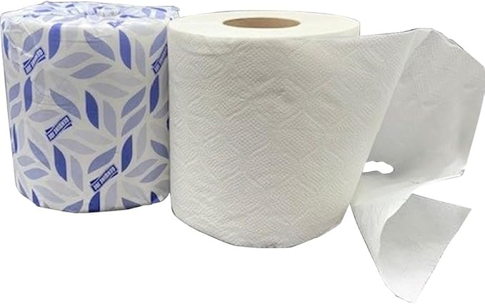 Genuine Joe Embossed Bath Tissue, 2-Ply, Septic Safe, Individually Wrapped, 4.5" x 3.75", 500 Sheets/Roll, 96 Count