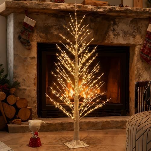 Birchlitland LED Alpine Trees 4FT 450L Warm White Fairy Lights, Lighted Trees for Indoor Outdoor Home Thanksgiving Christmas Holiday Decoration