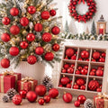 Lunmon 64 Pcs Red Christmas Ornaments Luxury Red Xmas Bulbs