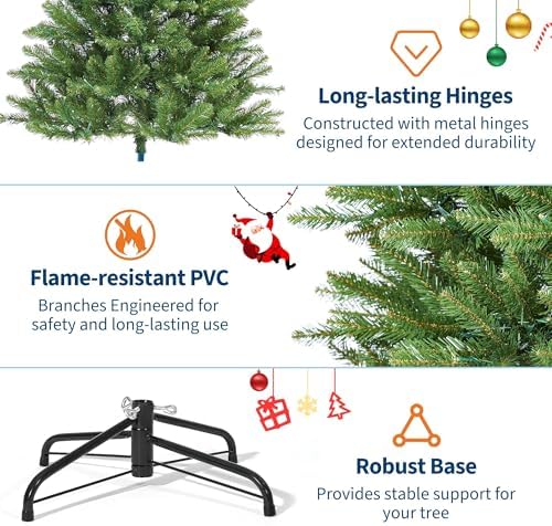 Garvee 9ft Artificial Christmas Tree Prelit, PVC Xmas Tree