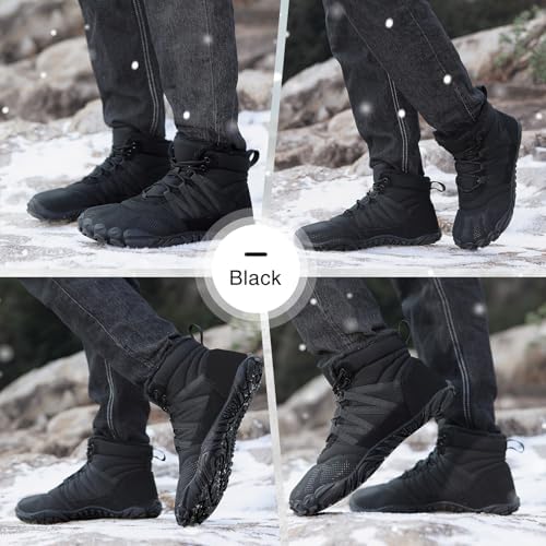 Womens Mens Barefoot Boots Shoes Minimalist Winter Snow Boots Warm Ankle Booties Zero Drop Sole Wide Toe Box Slip on Sneakers