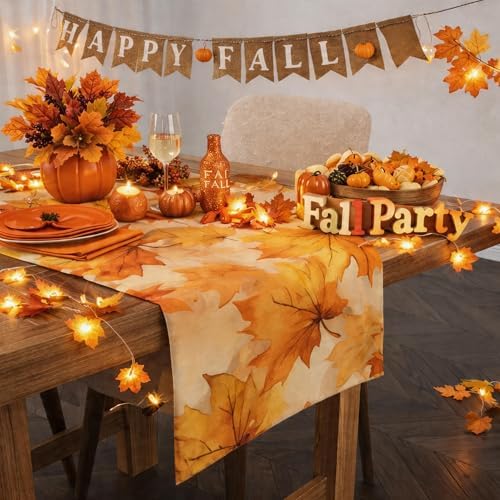 Thanksgiving Decorations - Fall Leaves Table Runner