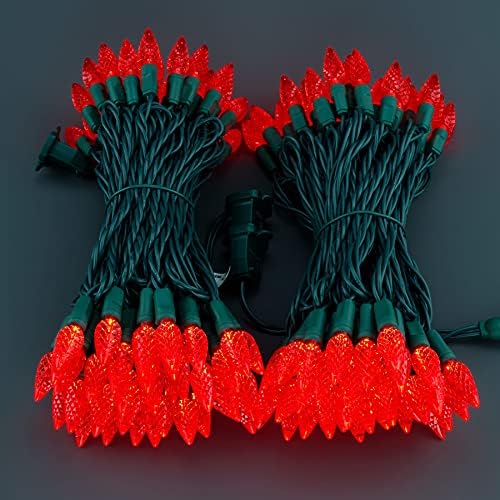 YULETIME 140 Red C6 Christmas String Lights, 2-Set 36 ft 70ct One-Piece LED