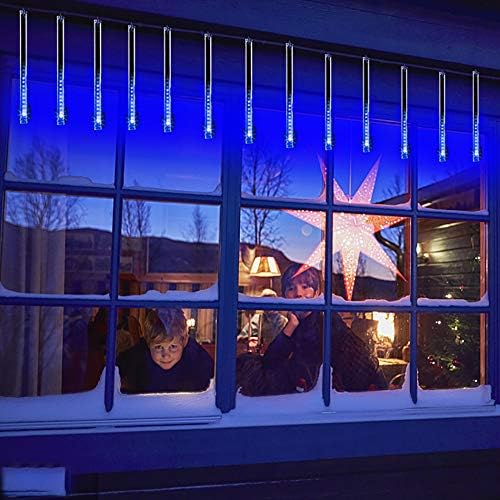 16 Tubes Meteor Shower Lights for Christmas Yard Tree Outdoor Decor, Blue