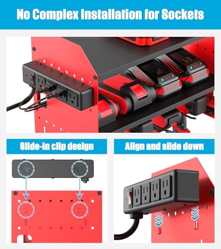 CCCEI Modular Power Tool Organizer Wall Mount with Charging, Red, 1 Pack