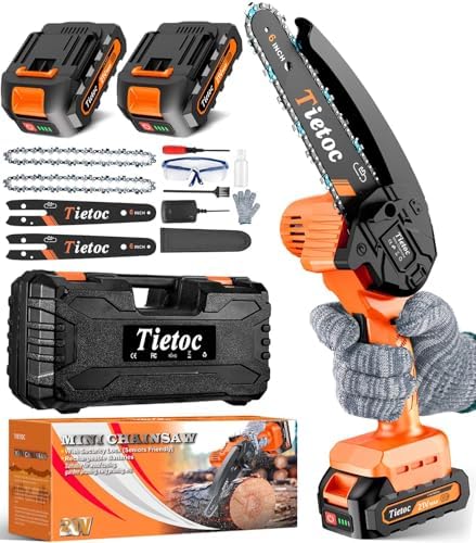 Tietoc Mini Chainsaw 6 Inch Cordless, Portable Electric Chain Saw Small Handheld Battery Powered Super Saws