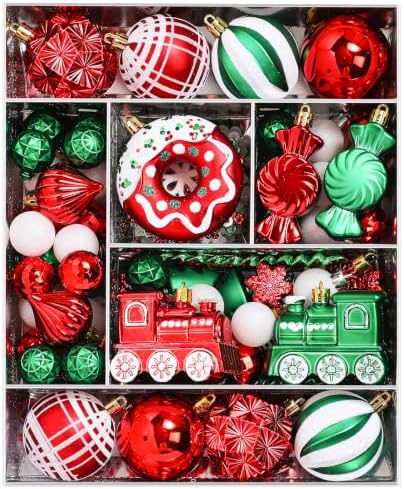 82pcs Christmas Balls Ornaments Set, Shatterproof Plastic Decor