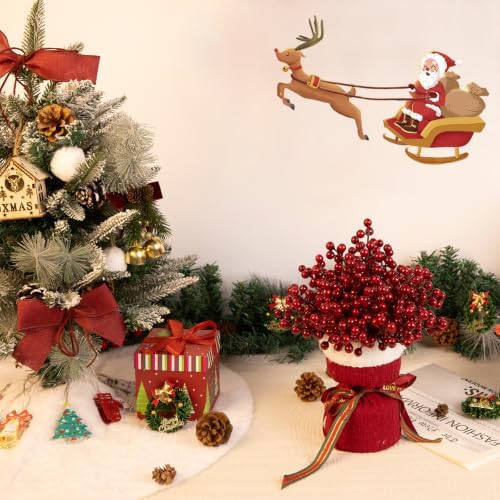 50-Pack Christmas Tree Decorations 6.5" Red Berry Stems Ornaments