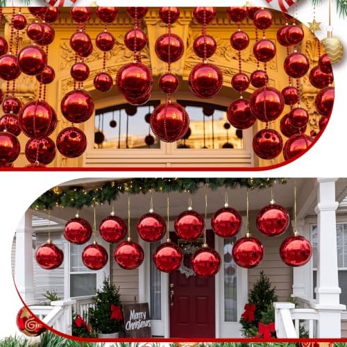 Threan 8 Inch Large Burgundy Shiny Christmas Ball Ornaments