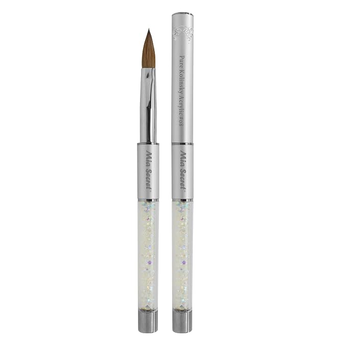 Mia Secret PREMIER NAIL BRUSHES 100% Kolinsky Hair MADE IN USA Prenium Nail Art Brushes (Silver, 8 OR)
