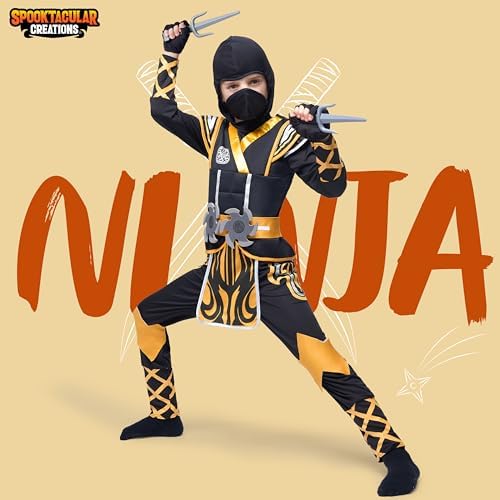 Spooktacular Creations Kids Ninja Costume, Child Boy Ninja Outfit Set, Halloween Costume for Toddler Themed Dress Up Party