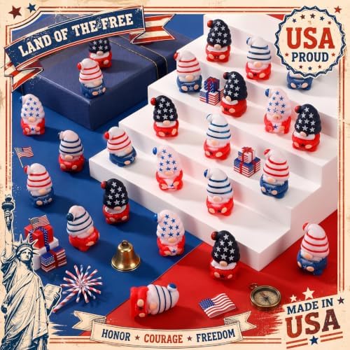 Thenshop 20 Pcs Patriotic Gnome Soft Relief Favors Bulk 4 Designs