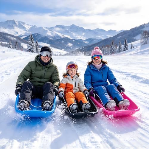 35" Snow Sled for Kids & Adults, Cold Resistant Flexible Toboggan
