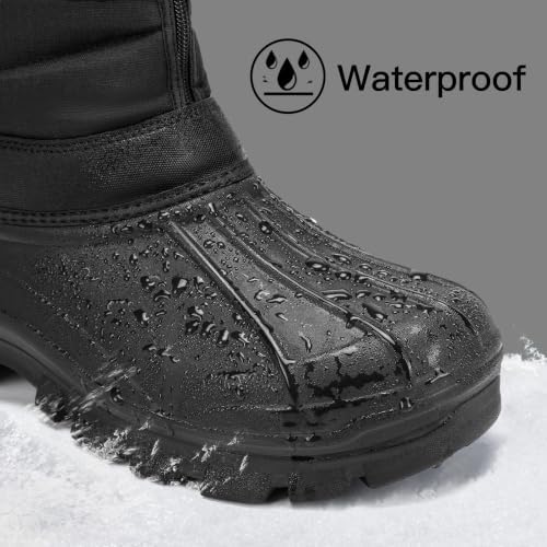 Kricely Mens Winter Boots Waterproof Snow Boots Slip On with Front Zipper