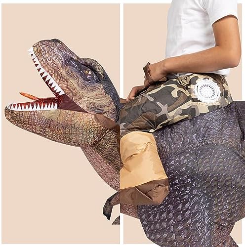 Spooktacular Creations Inflatable Dinosaur Costume Kids, T.rex Blow Up Costumes, Digital Printing Ride-On Dinosaur for Party