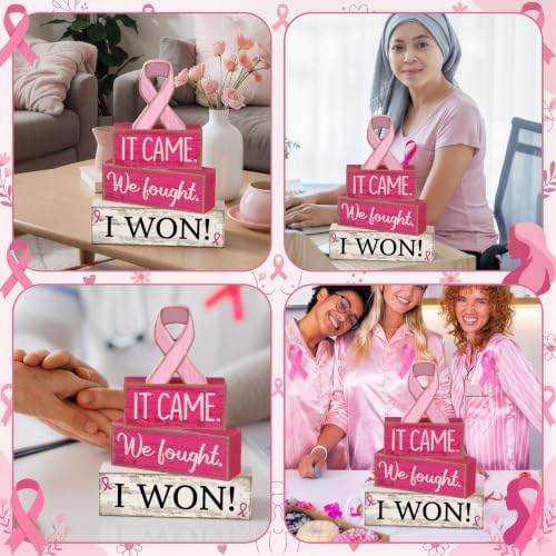 Lineshading 4 Pcs Breast Cancer Awareness Decor Pink Ribbon Table Decor