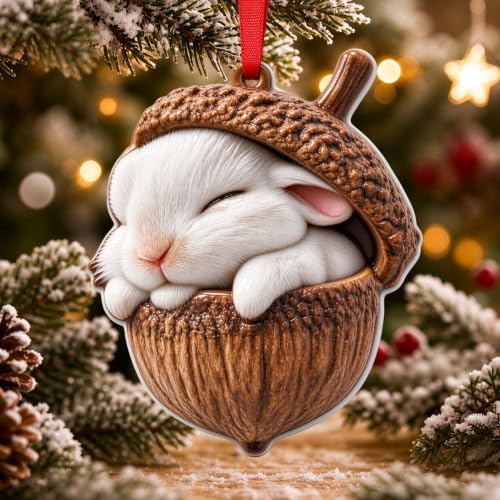 2026 Merry ChristmasWinter Ornament - Winter Rabbit Decorations 3D Animal Decorations for Christmas Trees, Holiday Ornament, Holiday Party Gifts, Gift Ideas & Xmas Gift