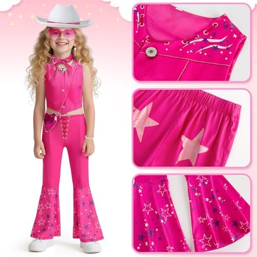 Cowgirl Costume Girls Kids Disco Western Rodeo Dress Up Outfits for Halloween Birthday Cosplay Party