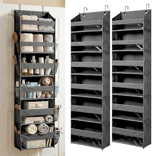 HOMELUX THEORY Over the Door Organizer, 6-Tier, 100D Fabric, Dark Gray 2pc