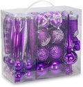 54 Pieces Assorted Christmas Ornaments Tree Decoration Baubles in Gift Box (Purple, Gift Box)