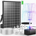 Antfraer 8W Solar Fountain Pump Built-in 3600mAh Battery & LED Lights, Solar Powered Water Pump with Double-Layer Nozzle & 5ft Tubing, Solar Water Fountain For Bird Bath Pond Garden DIY Water Features