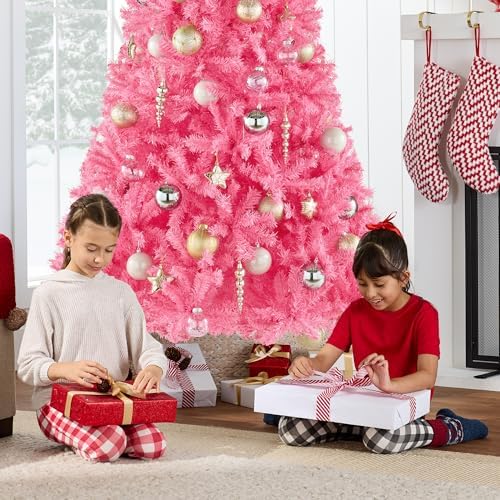 Best Choice Products Artificial Christmas Tree, 9ft Premium Unlit Pine Design, Dense Branches Realistic Holiday Décor w/Easy Assembly - Pink