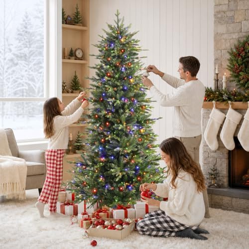 SHareconn 7ft Prelit Artificial Aspen Christmas Tree with Remote Control