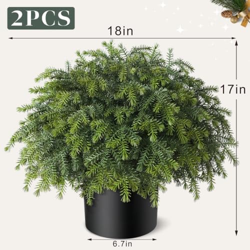 2 Set Artificial Christmas Norfolk Pine Topiary Ball Tree for Front Door