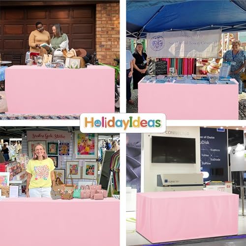 HolidayIdeas 4-Pack 6ft Pink Rectangle Craft Shows Fitted Tablecloth