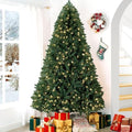 Naomi Home Prague 7.5ft Prelit Artificial Christmas Tree with Foot Pedal, 1717 Branch Tips, 550 Warm Lights and Metal Stand, 56" Wide Realistic Spruce Christmas Tree with Lights