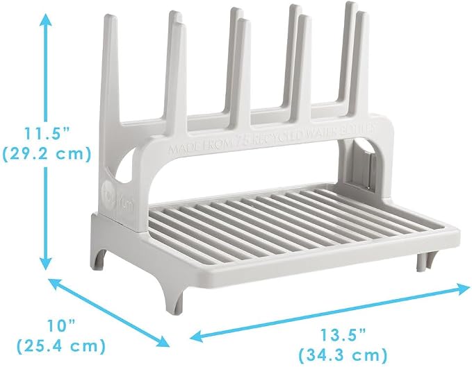 PopYum Gray Space Saving Drying Rack from 100% Recycled Bottles | Space Saving, Made from 100% Recycled Bottles, Countertop, For Baby Bottle, Plastic Bags, Cups, Glass, Tumblers, Compact