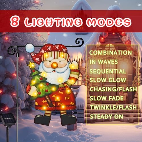 Lighted Christmas Santa Claus Garden Flag Decor, 12x18 In