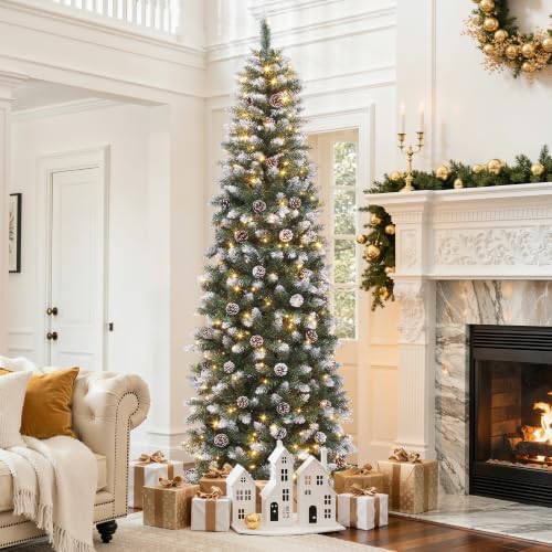 DWVO 7.5ft Pre-Lit Pencil Christmas Tree 350 LED Lights Remote Control