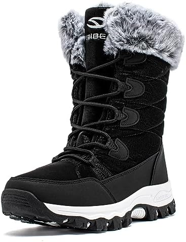 HOBIBEAR Women's Waterproof Winter Snow Boots Lightweight Warm Faux Fur Lined Mid-Calf Booties