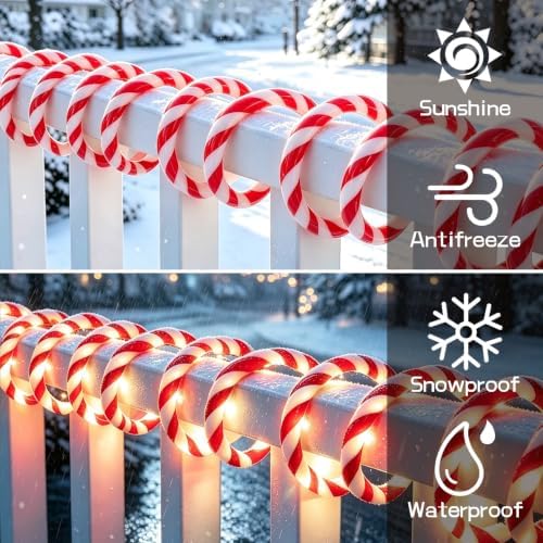 Christmas Candy Cane Lights Outdoor, 50ft White & Red Christmas rope Lights
