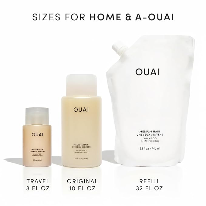 OUAI Medium Hair Shampoo - Hydrating Shampoo for Color Treated Hair & Dry Scalp - Nourishes, Strengthens, Reduces Breakage & Adds Shine - Coconut Oil, Babassu, Keratin - Sulfate Free, 10 Oz